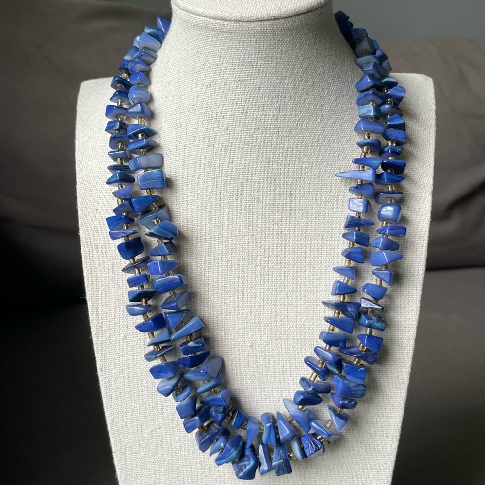 Double Strand Lapis Lazuli Stone Necklace